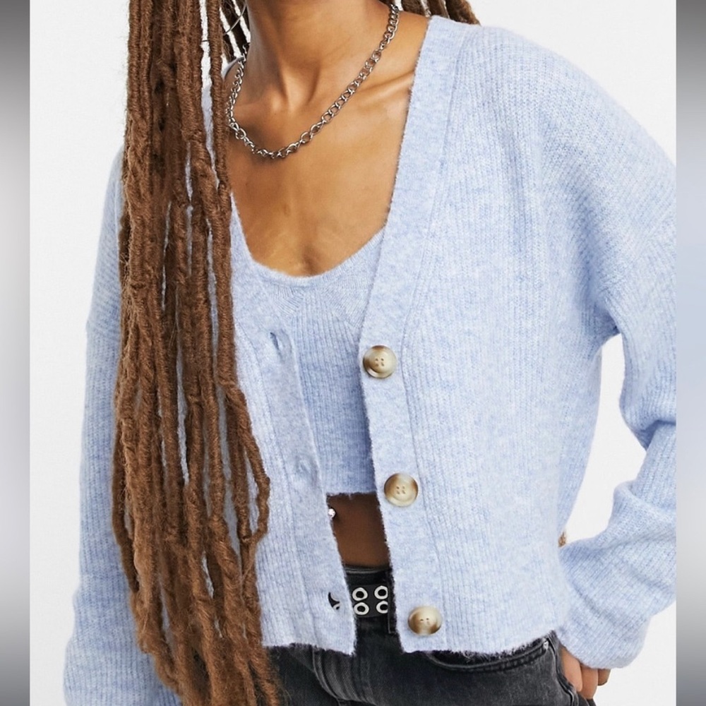 BERSHKA powder blue sweater set. Bralette and sweater NWT